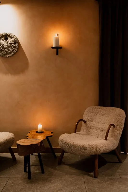 lounge evening candlelit snacks gift card interior